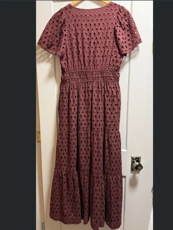 Anthropologie Maeve The Somerset Maxi Dress Eyelet Edition Tiered Smocked Waist - Picture 6 of 7